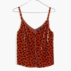 Velvet Botton Front Cami in Leopard dot